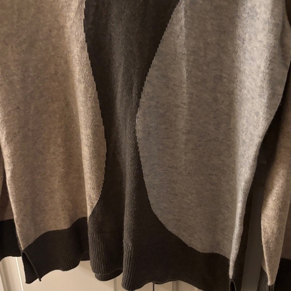 Jones New York Gray & Tan Cowl Neck Sweater 100% Cashmere - Picture 5 of 8